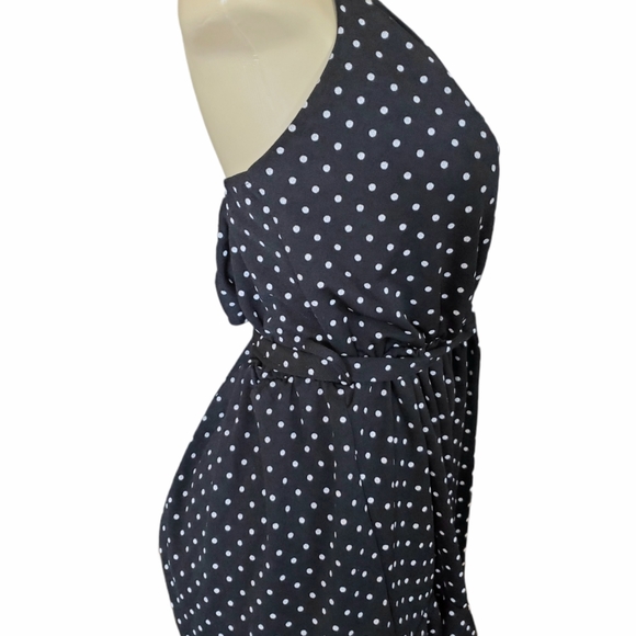 Plus Size Spaghetti Strap Romper Jumpsuit Black & White Polka Dot Size 1X - Picture 2 of 5